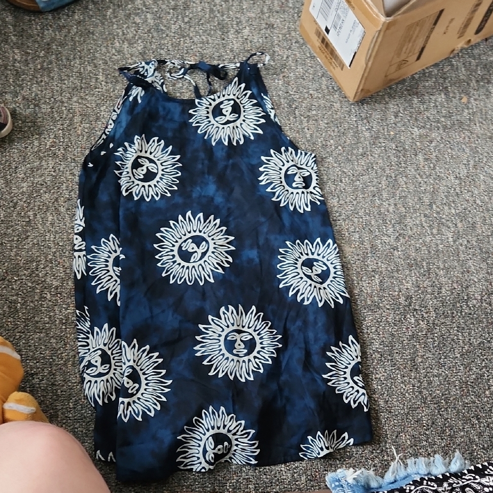 Sun and Moon Patterned Sleeveless Dress